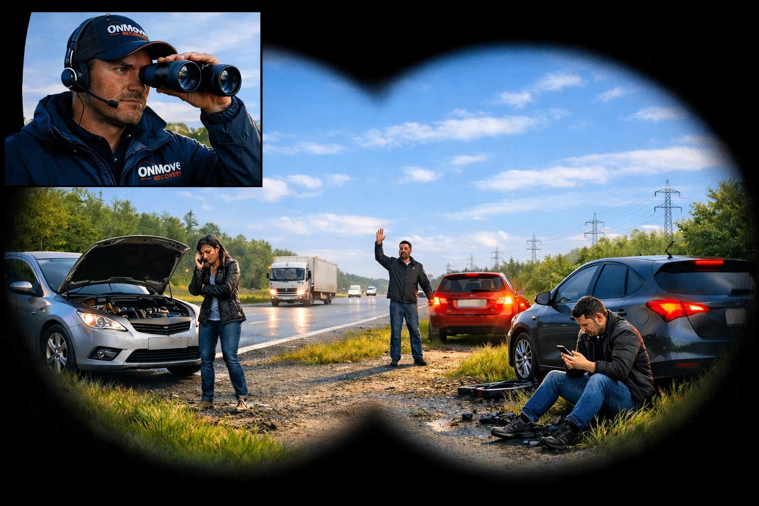 Daytime roadside rescue scene