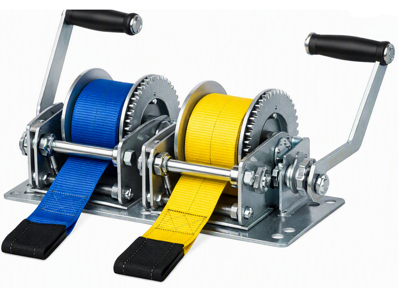 Dual webbing winch